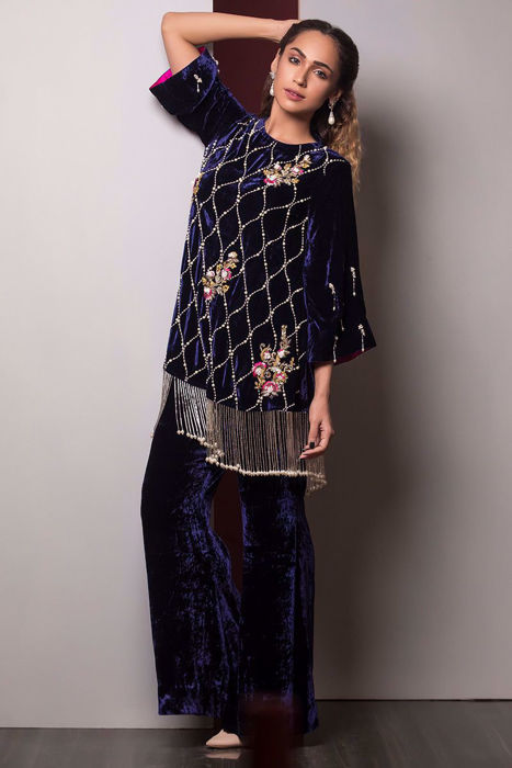 Velvet navy blue shirt