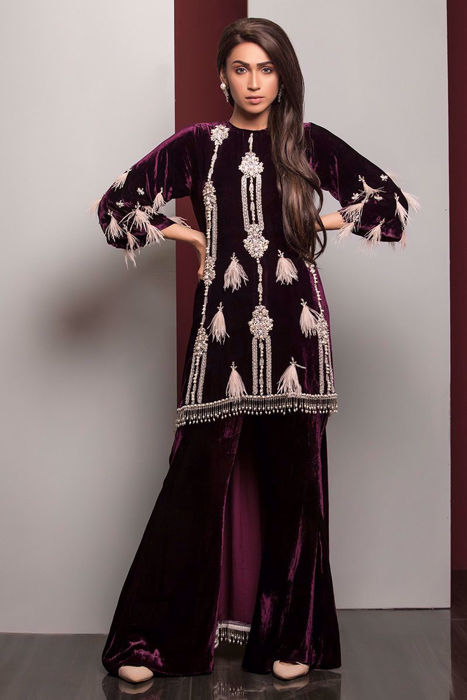 Plum velvet formal shirt