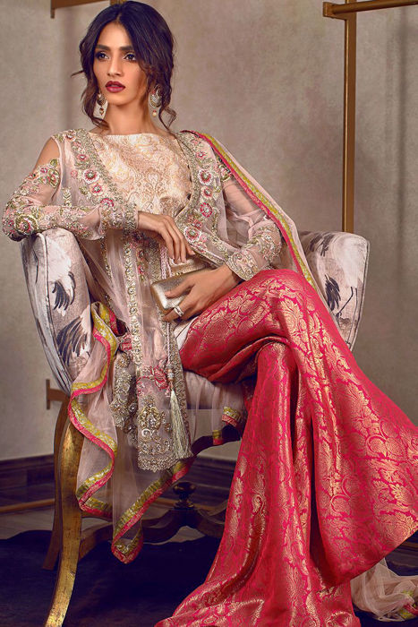 Pinkish peach net peplum