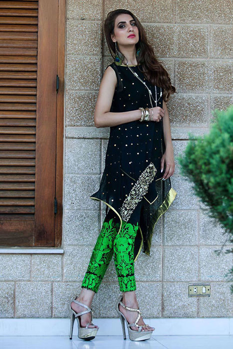 Black jacket with embroidered pants