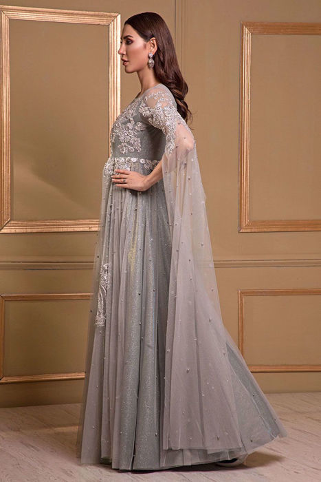 Grey net gown