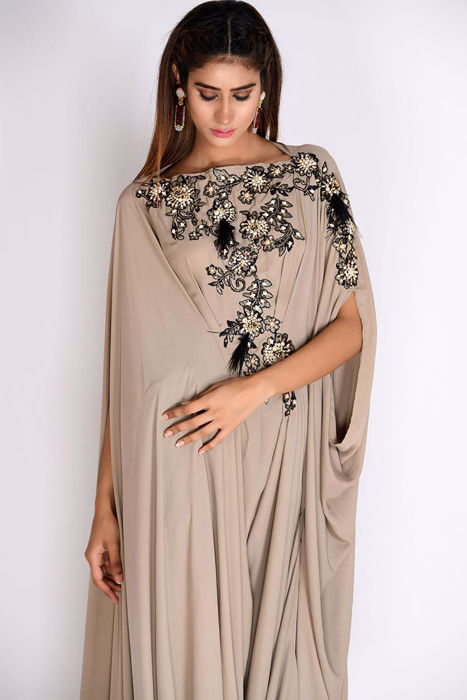 Beige Georgette Cowl Kaftan
