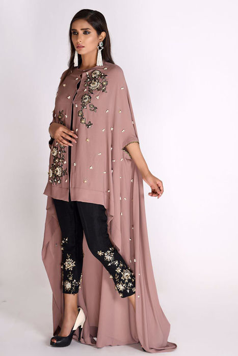 Georgette Asymmetrical Cape Rose